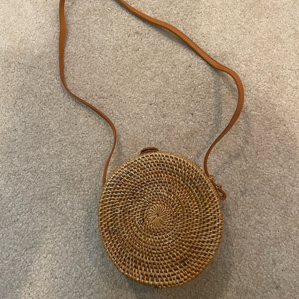 Boho wicker circle purse